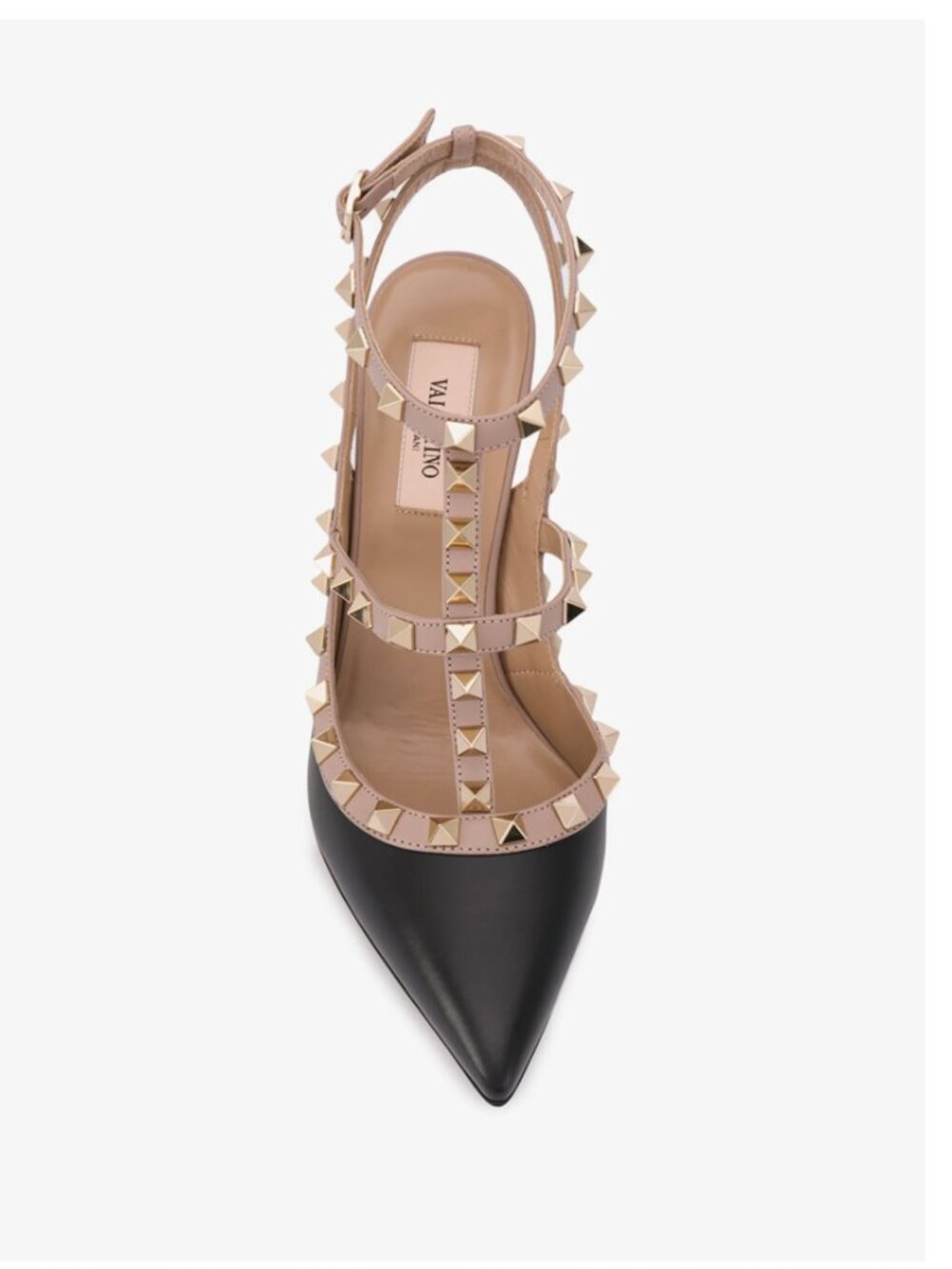 Valentino Garavani Rockstud Black Poudre Leather Caged Pumps Studded Heels